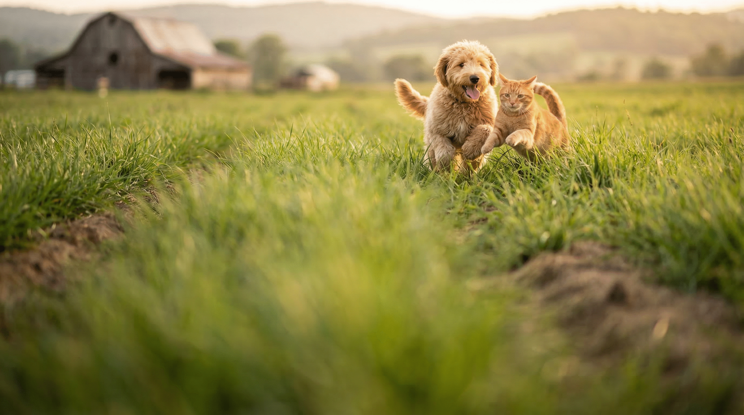 Farm pets playing